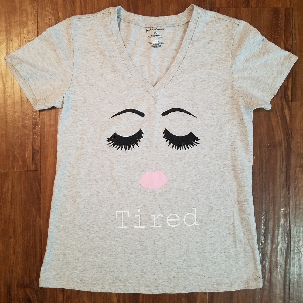 First Impressions Gray "Tired" Graphic T Shirt